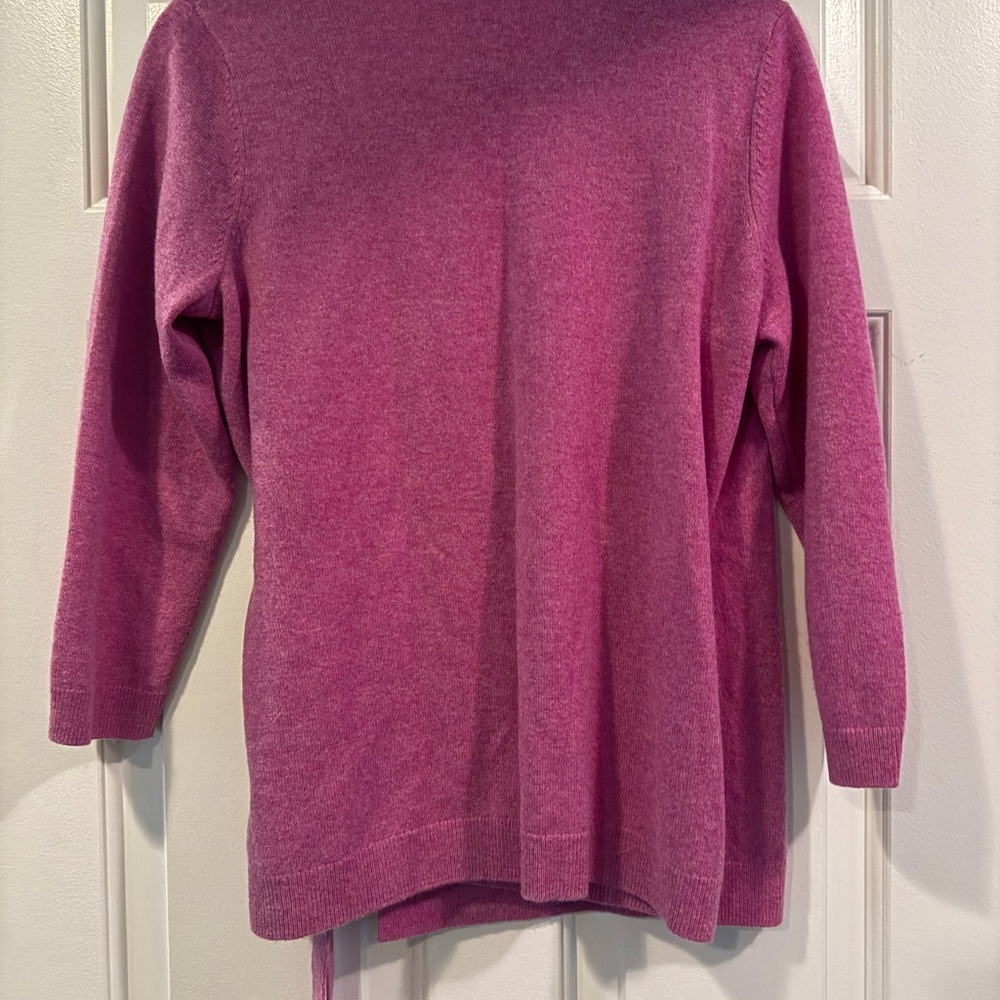 Talbots 100% Cashmere Sweater Surplice Wrap Pink Purple Medium Top - Picture 3 of 3